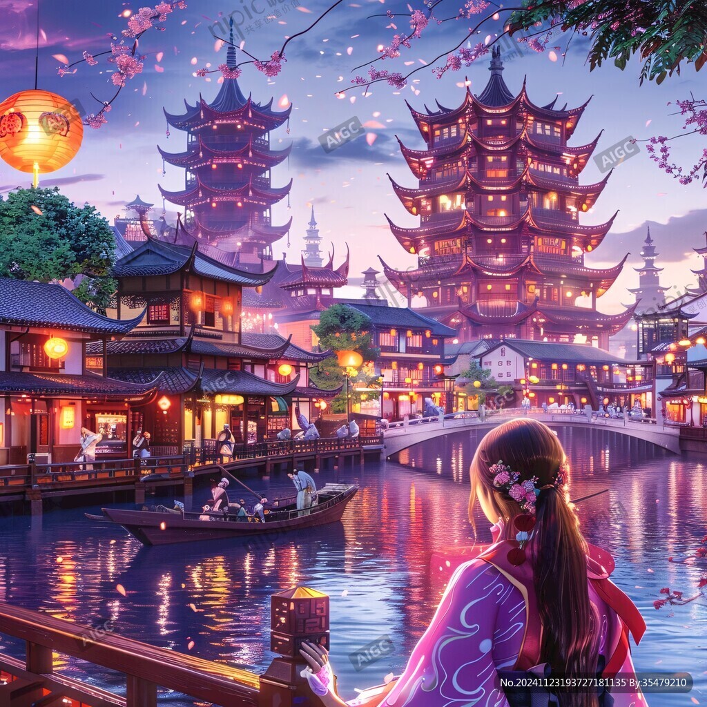 七宝古镇插画