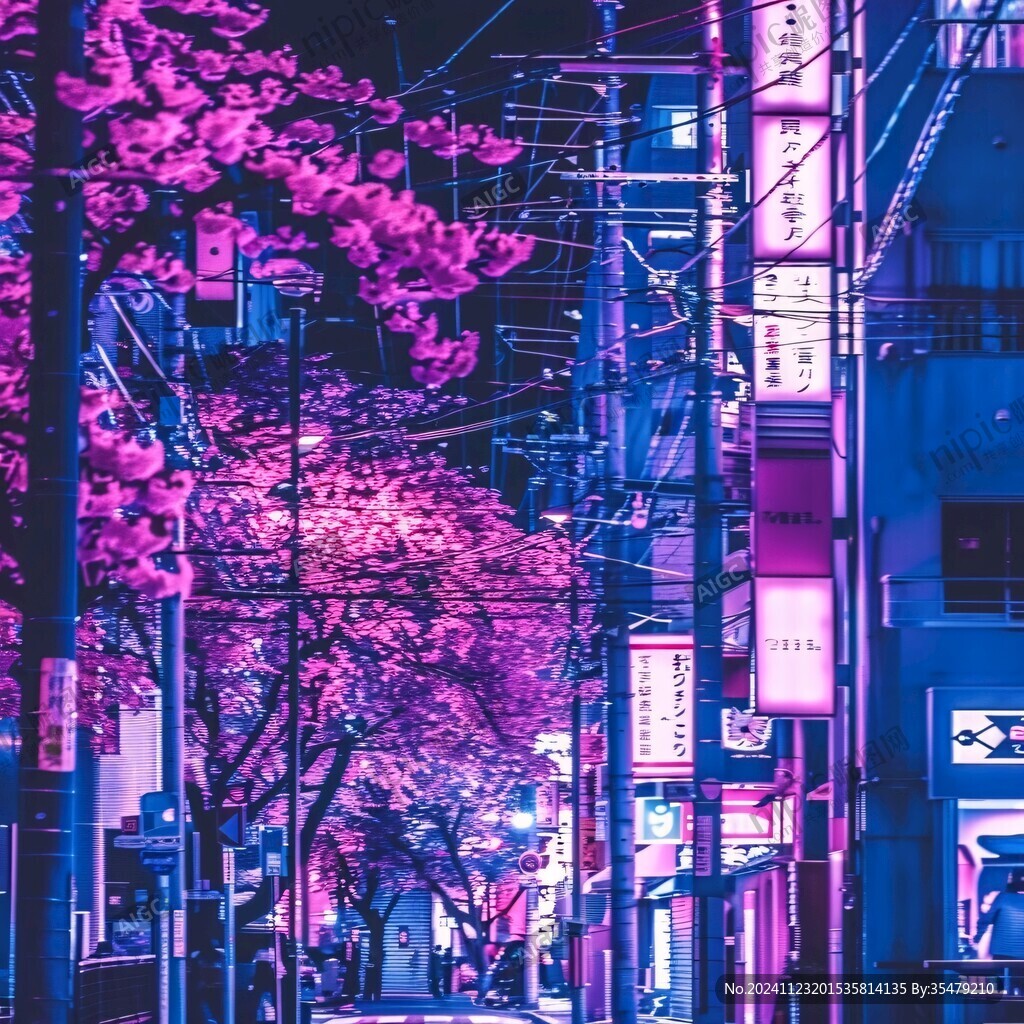 唯美樱花夜景