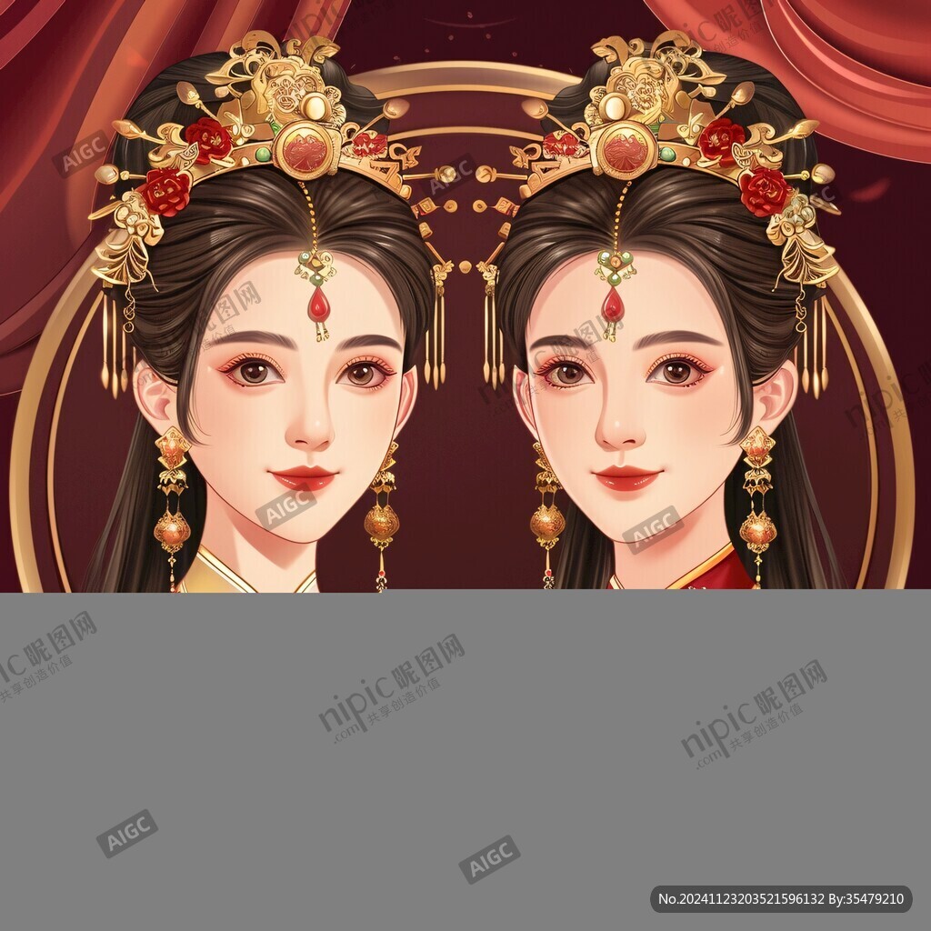 中式新娘插画