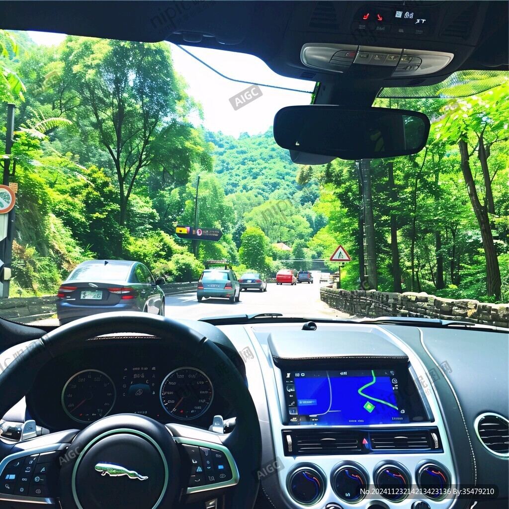 山路中行驶的车