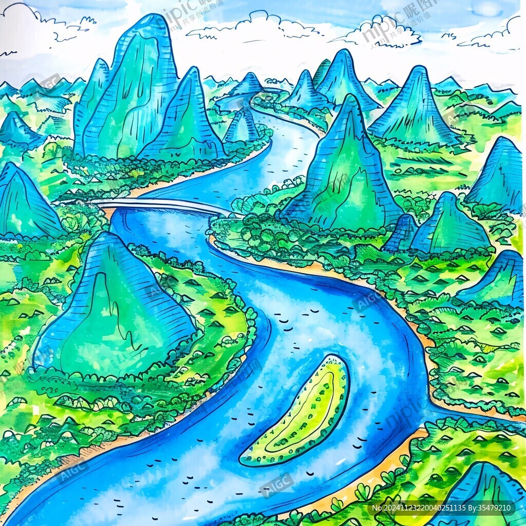 长江流域地区插画