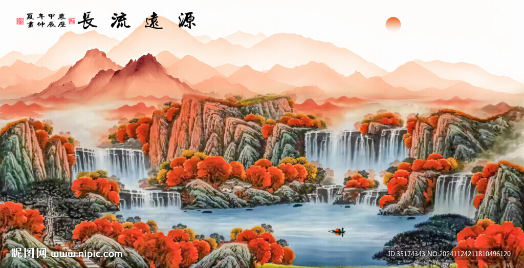 旭日东升国画