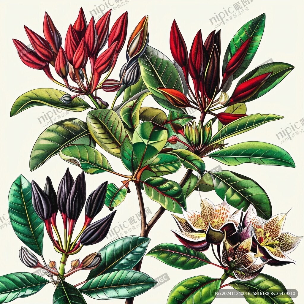 巴豆植物插画