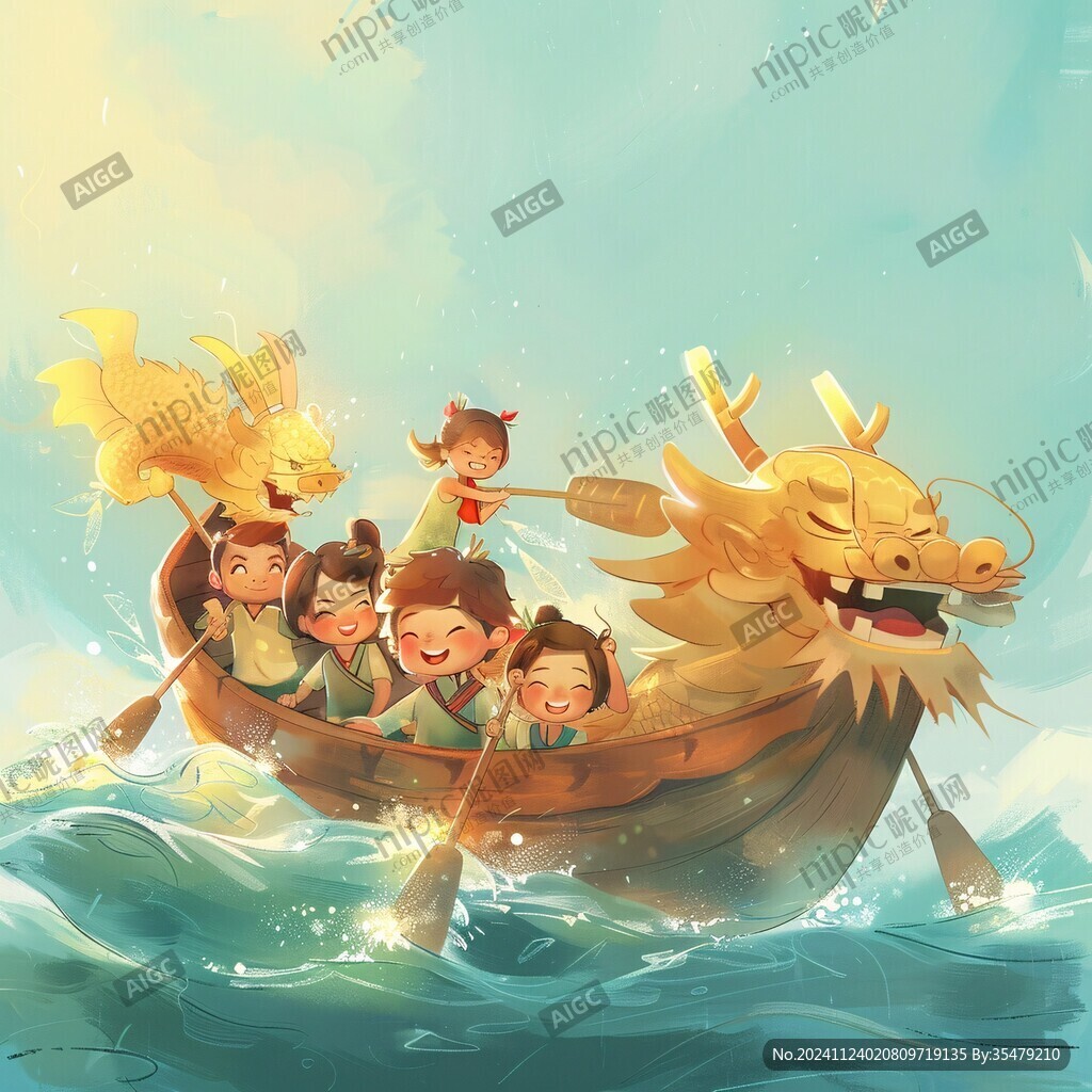 赛龙舟插画