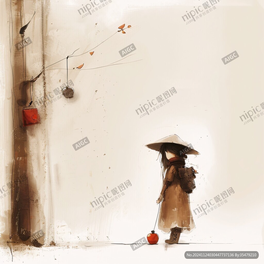 孤单的小女孩插画