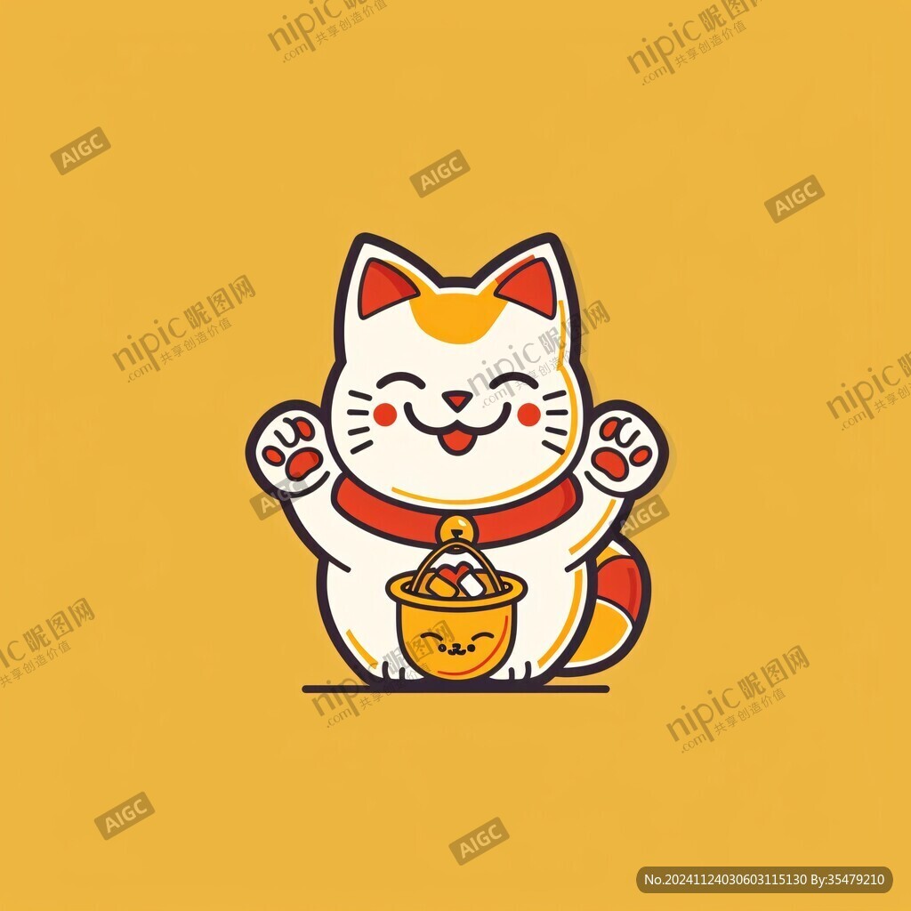 卡通发财猫招财猫橘猫