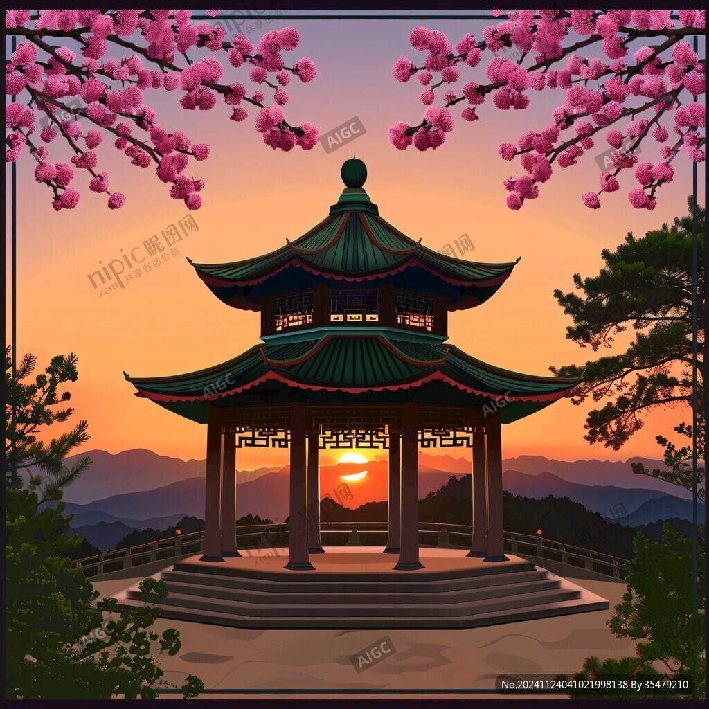 爱晚亭插画