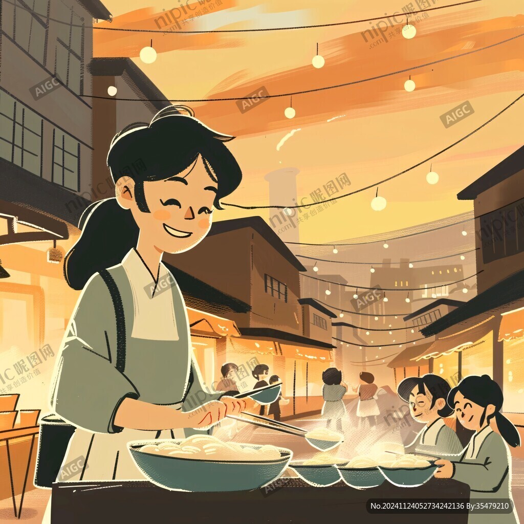 卖云片糕插画
