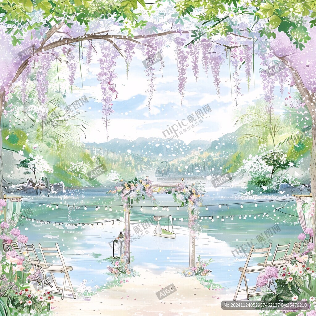 森系插画风婚礼舞台