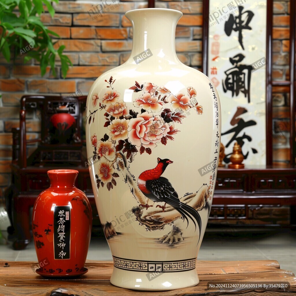 锦鸡牡丹陶瓷