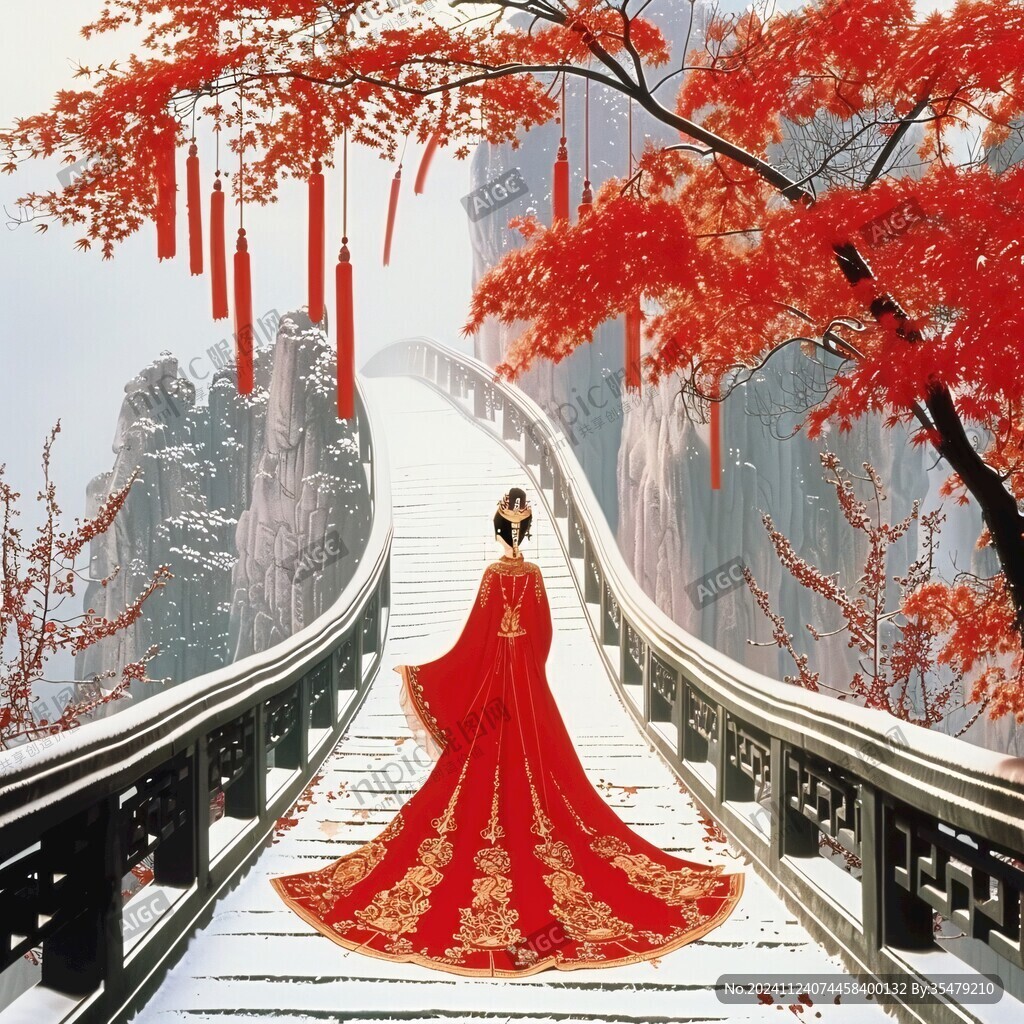 红衣少女设计古风