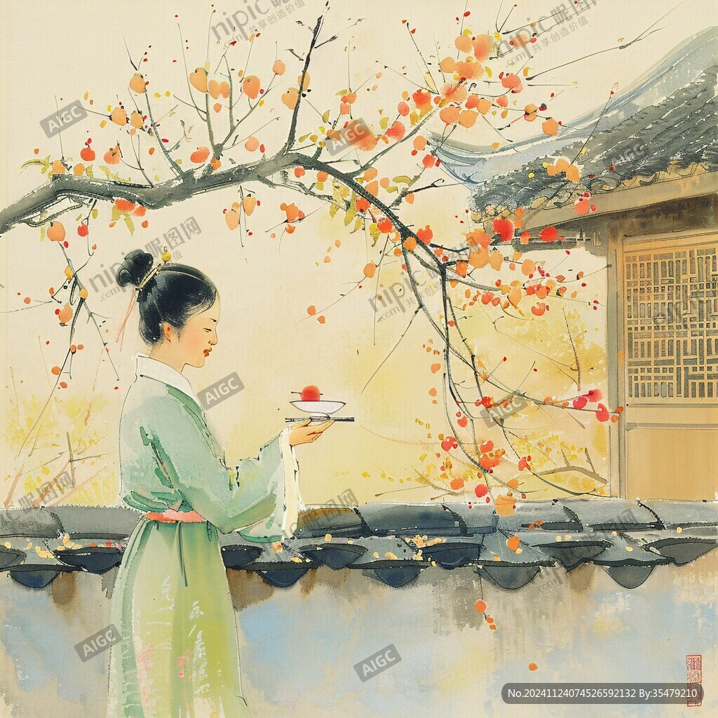 仕女赏花