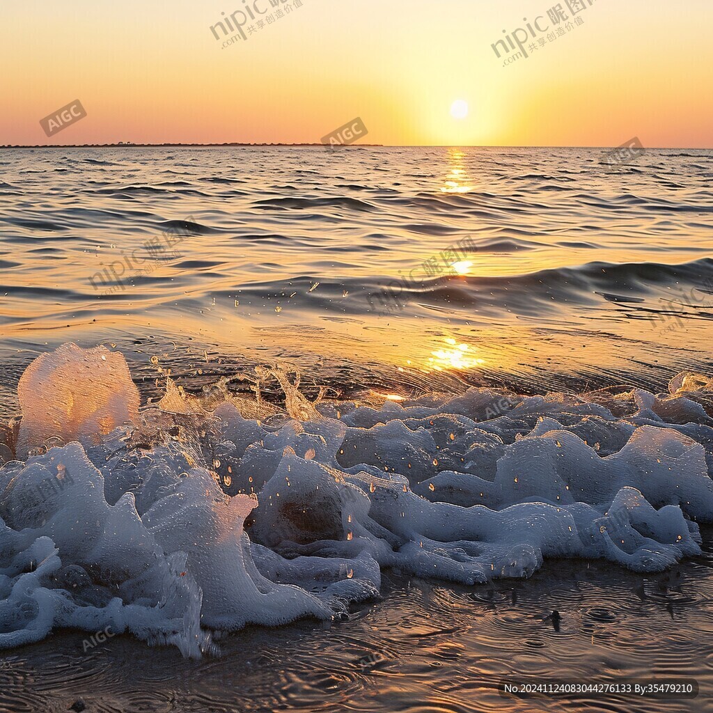海边夕阳落日风景冰凌