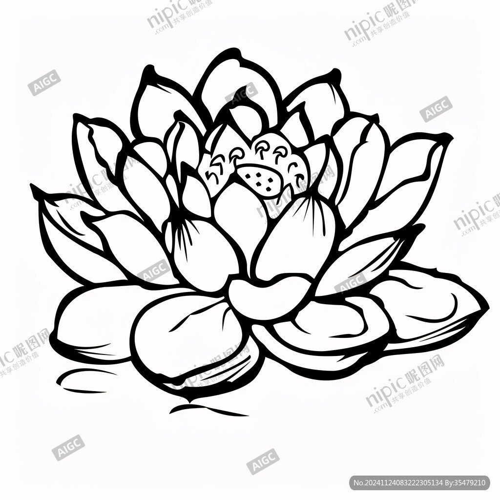 莲花线稿
