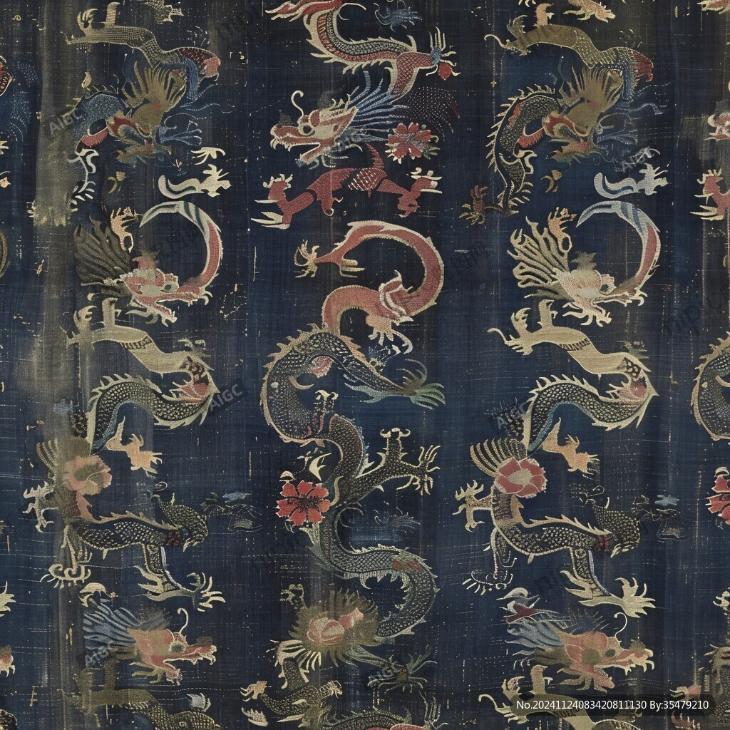 缂丝彩云金龙纹