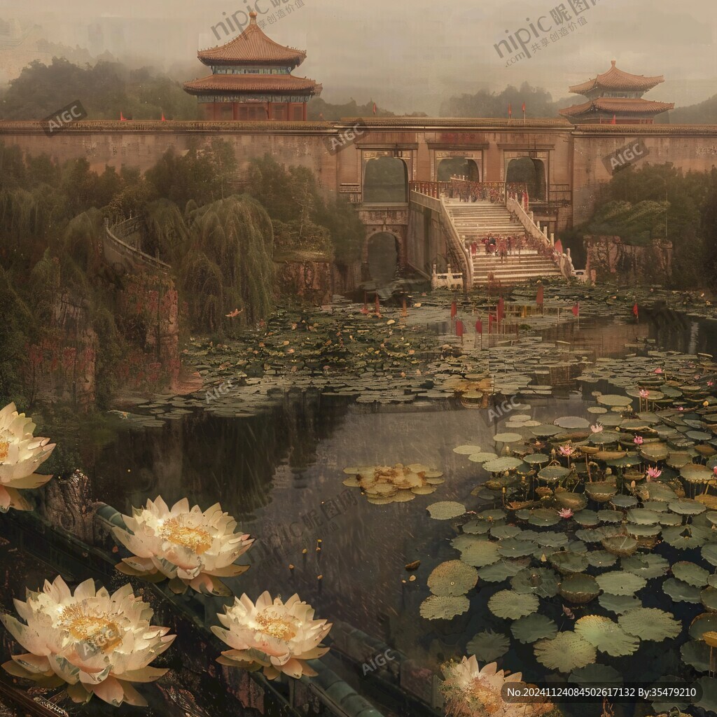 古典园林油画