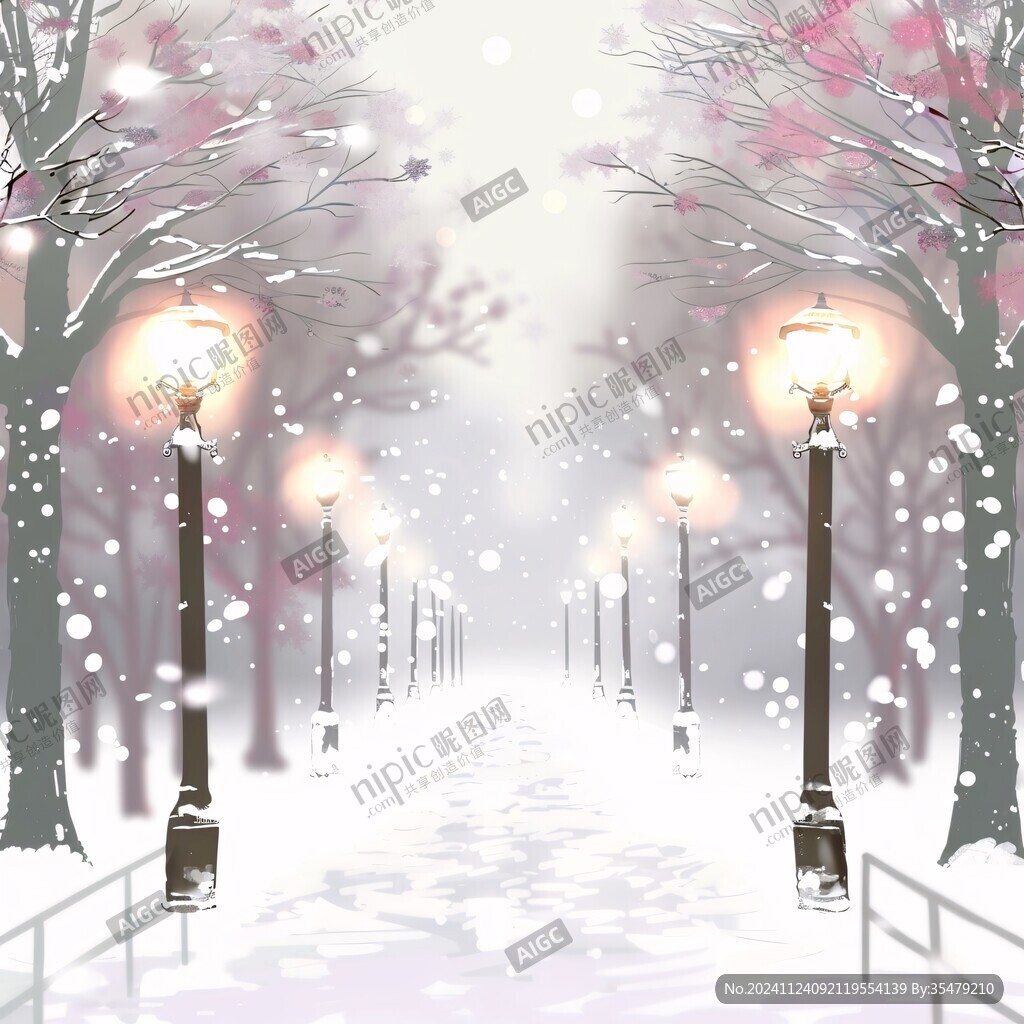 大雪街景路灯