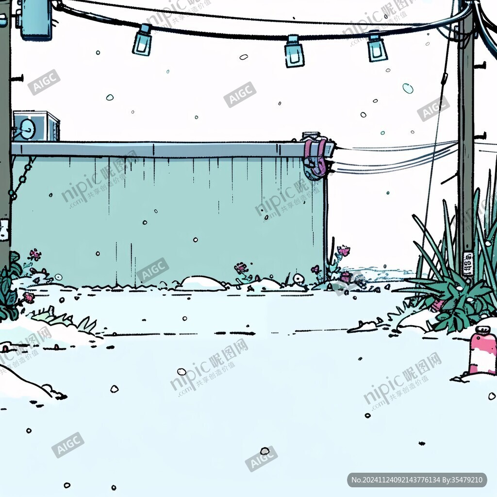 雪景冰箱插画