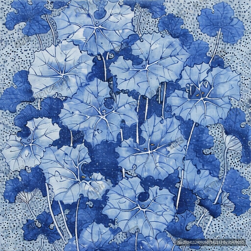 工笔画蓝雪花