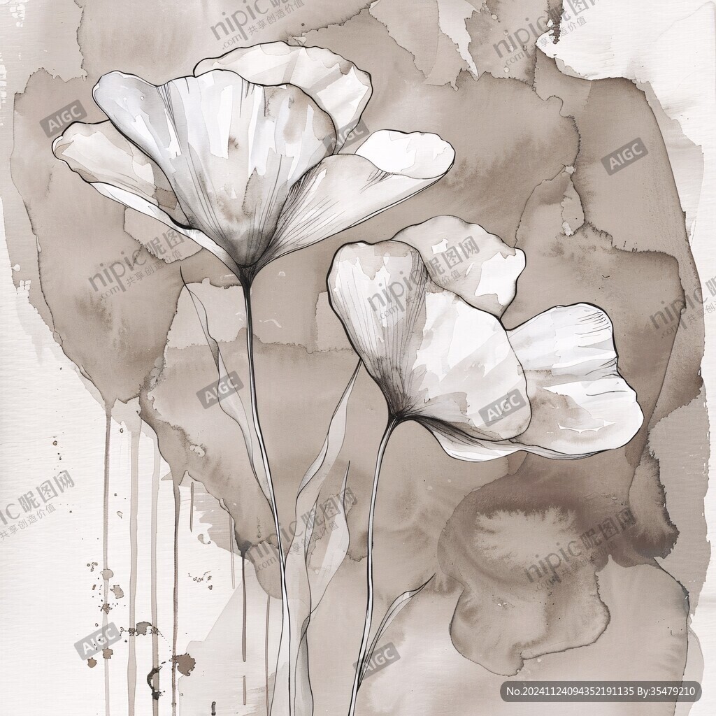 手绘月见草装饰画