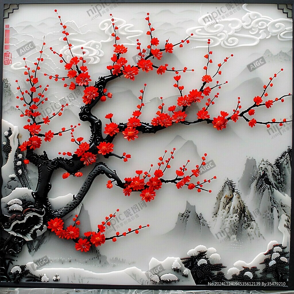 立体浮雕梅花