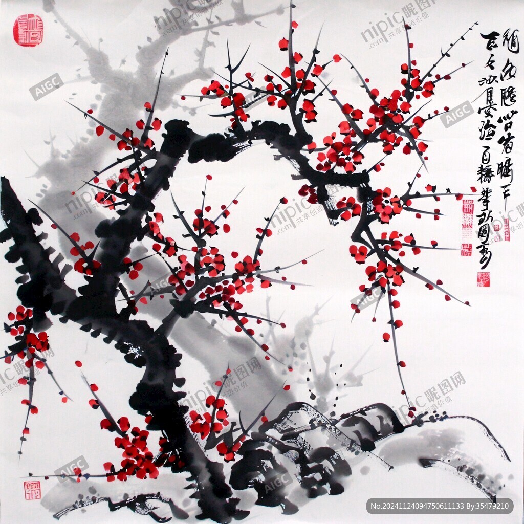 白梅傲霜图