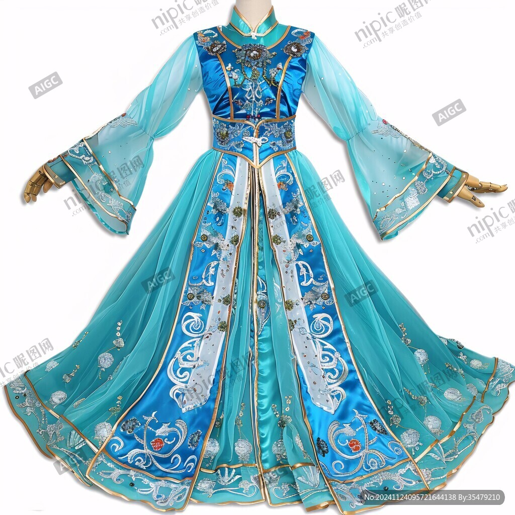 蓝色蒙古衣服