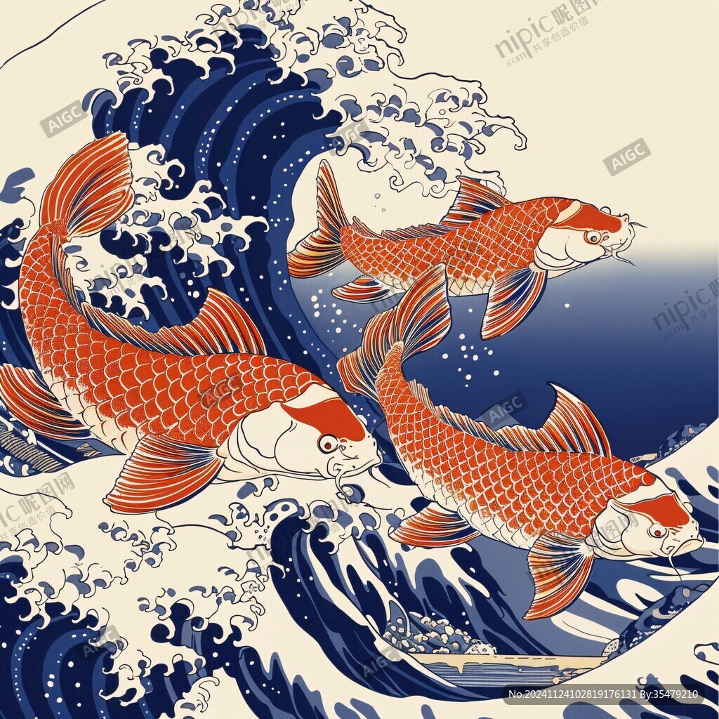 日式海浪鲤鱼