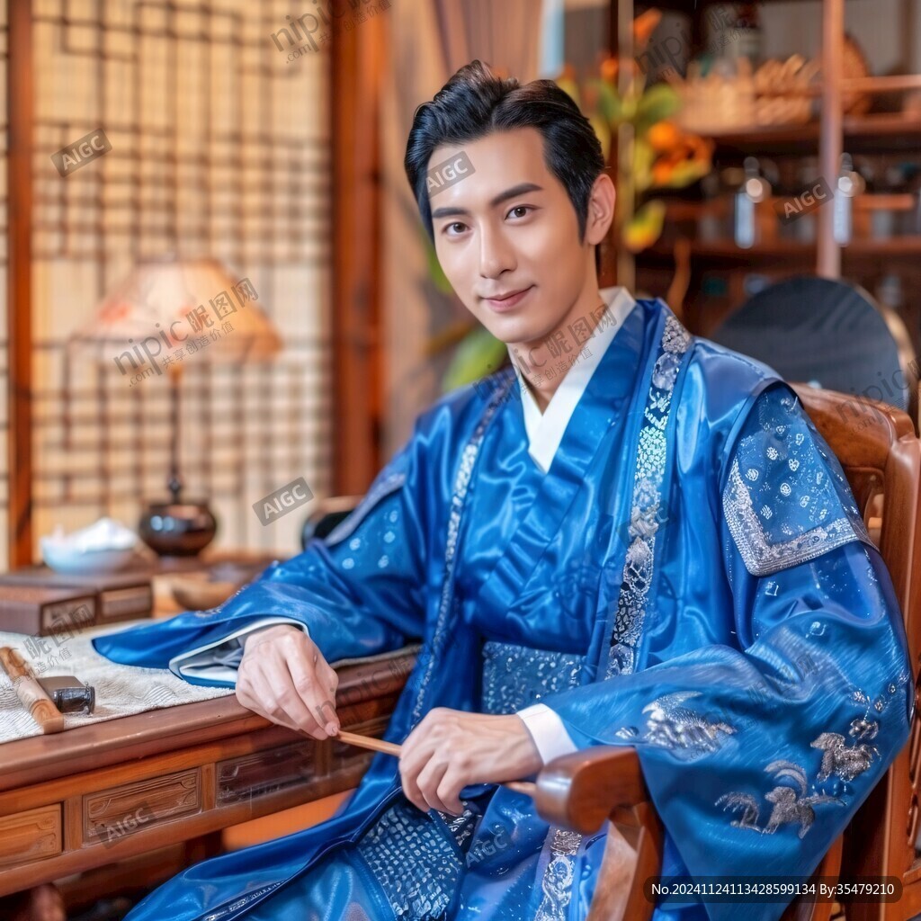 蓝色古装衣服