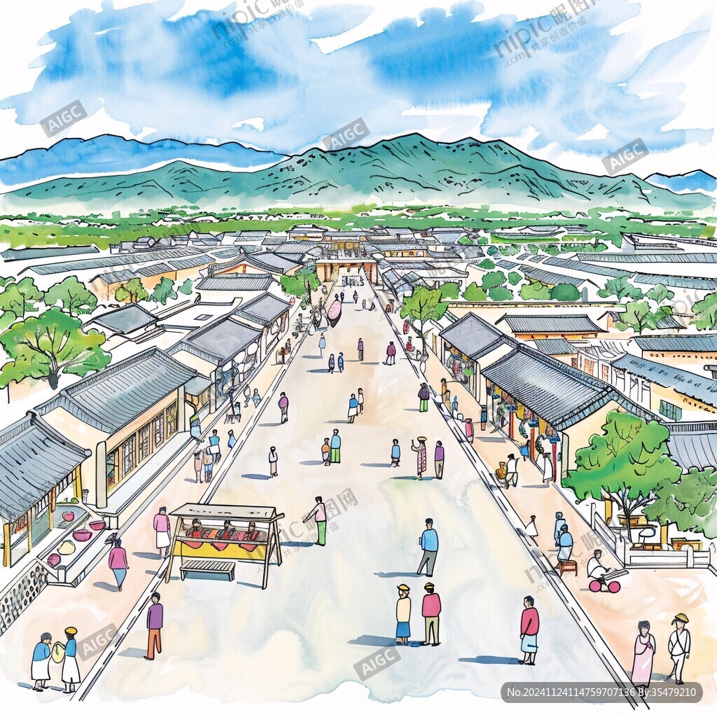 北宋古城插画