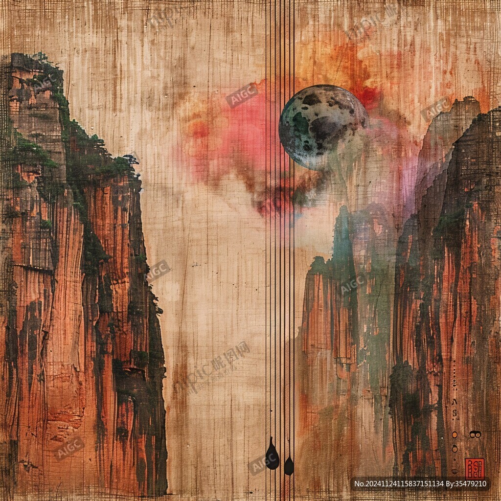 新中禅意山水岩彩画