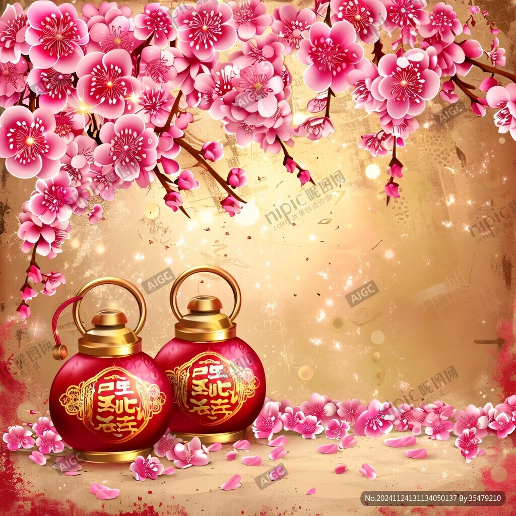 灯笼梅花背景图