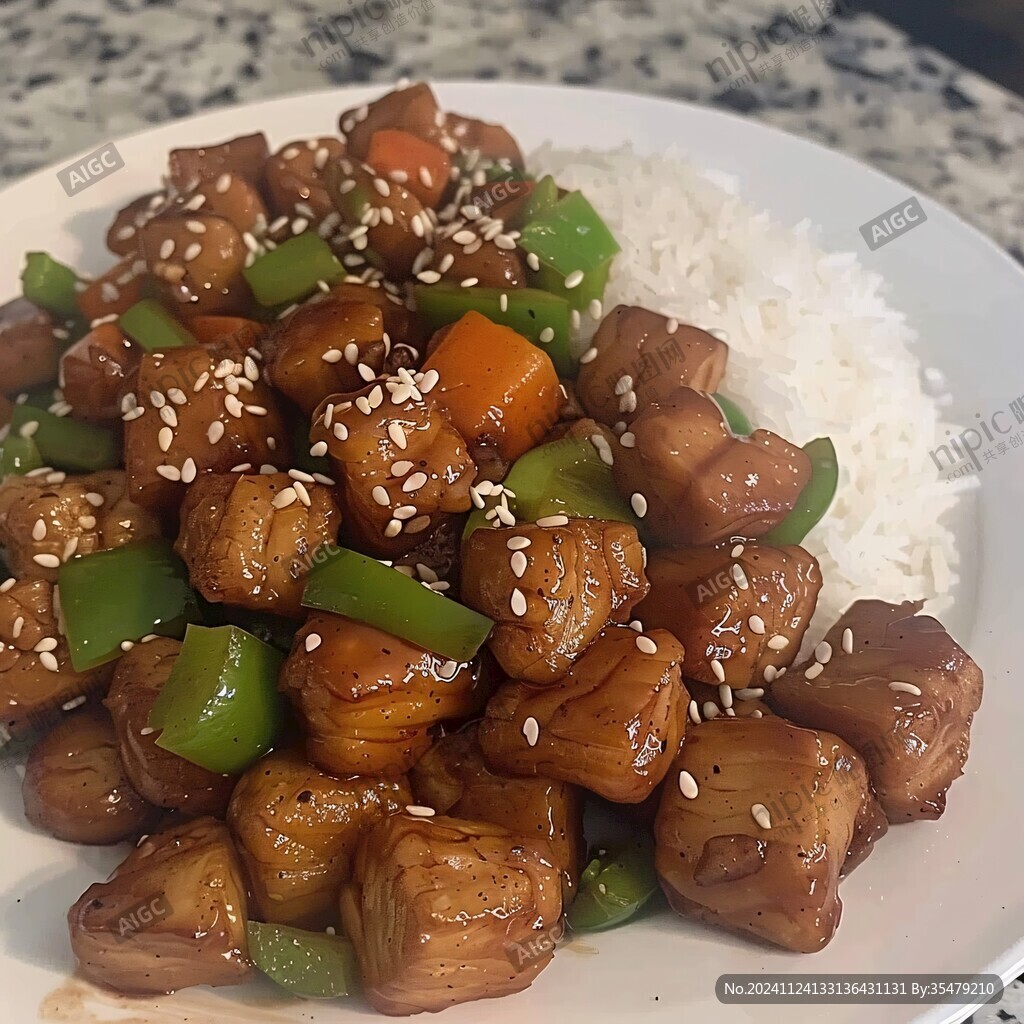 酱烧肥肠配米饭