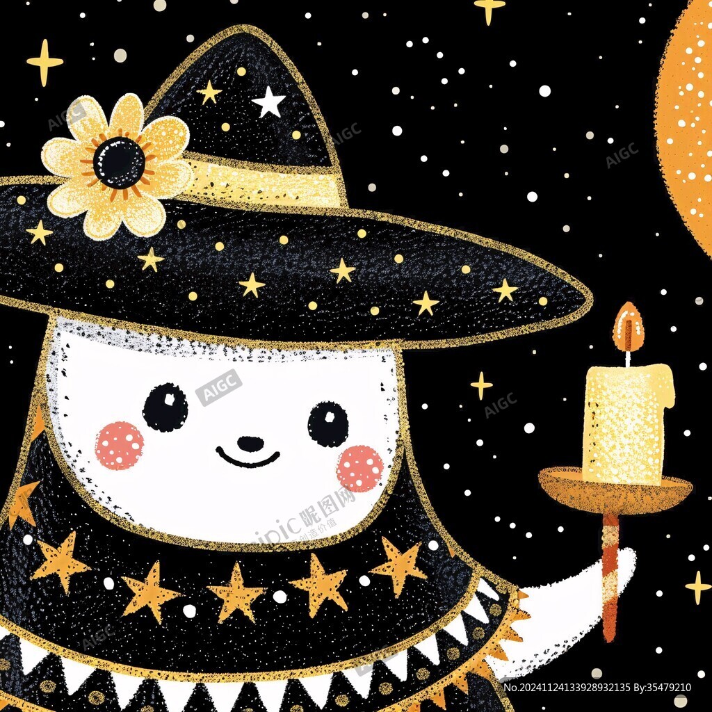 魔法女巫南瓜灯插画