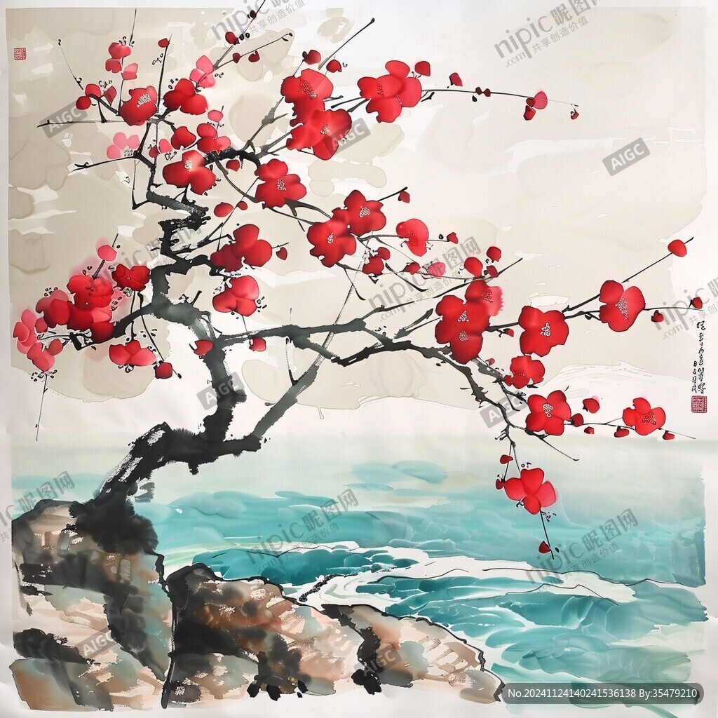 梅花水粉画