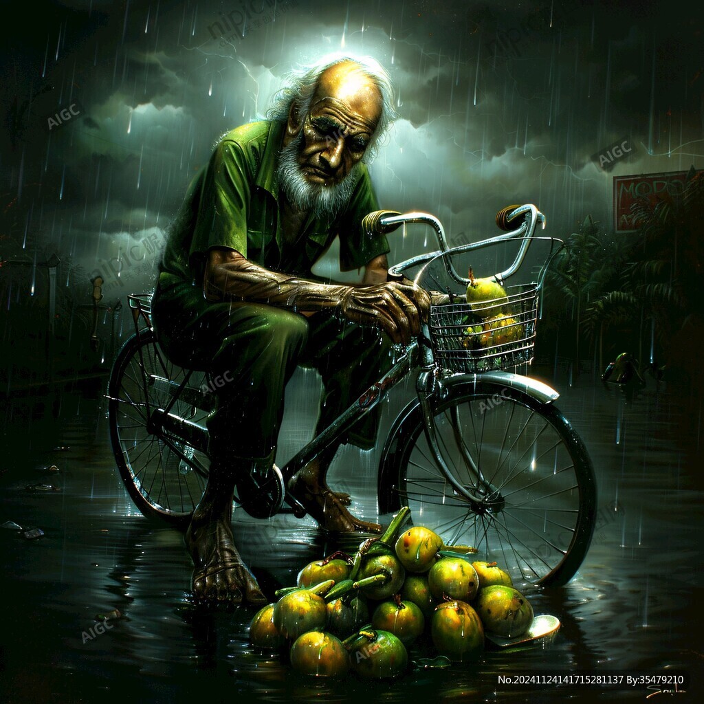 雨中骑车人
