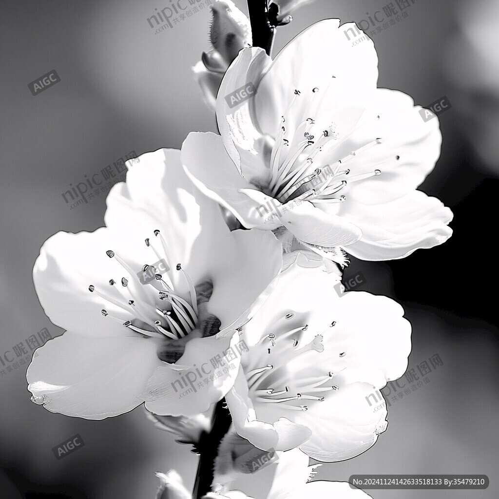 黑白色桃花