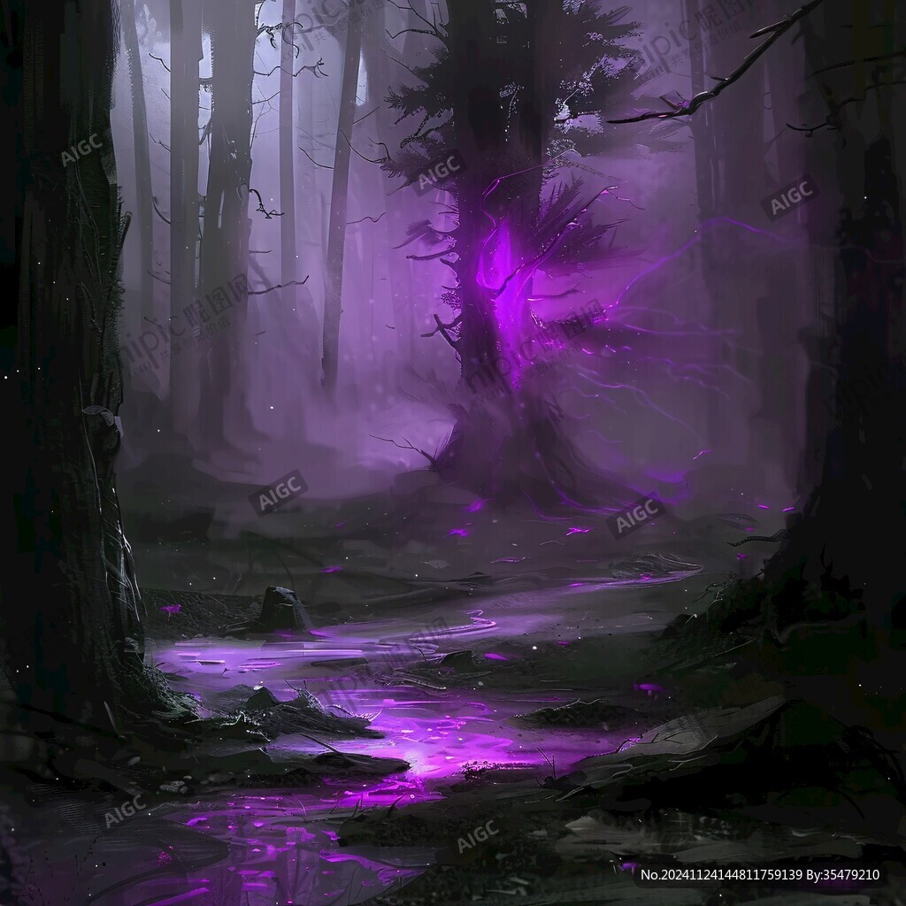 手绘紫色梦幻场景