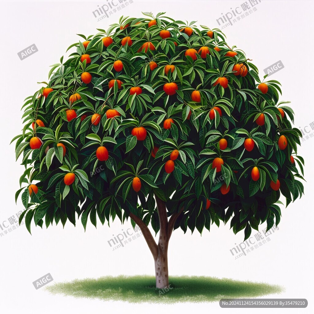 手绘橘树