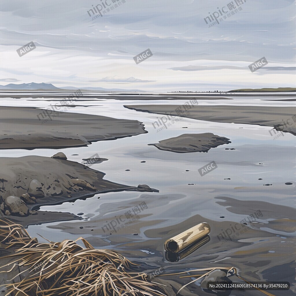 滩涂湿地插画