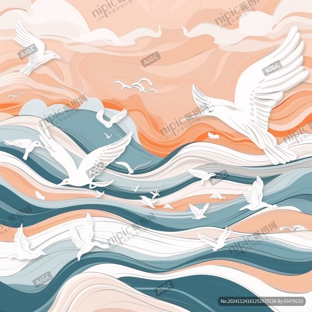 海鸥包装插画