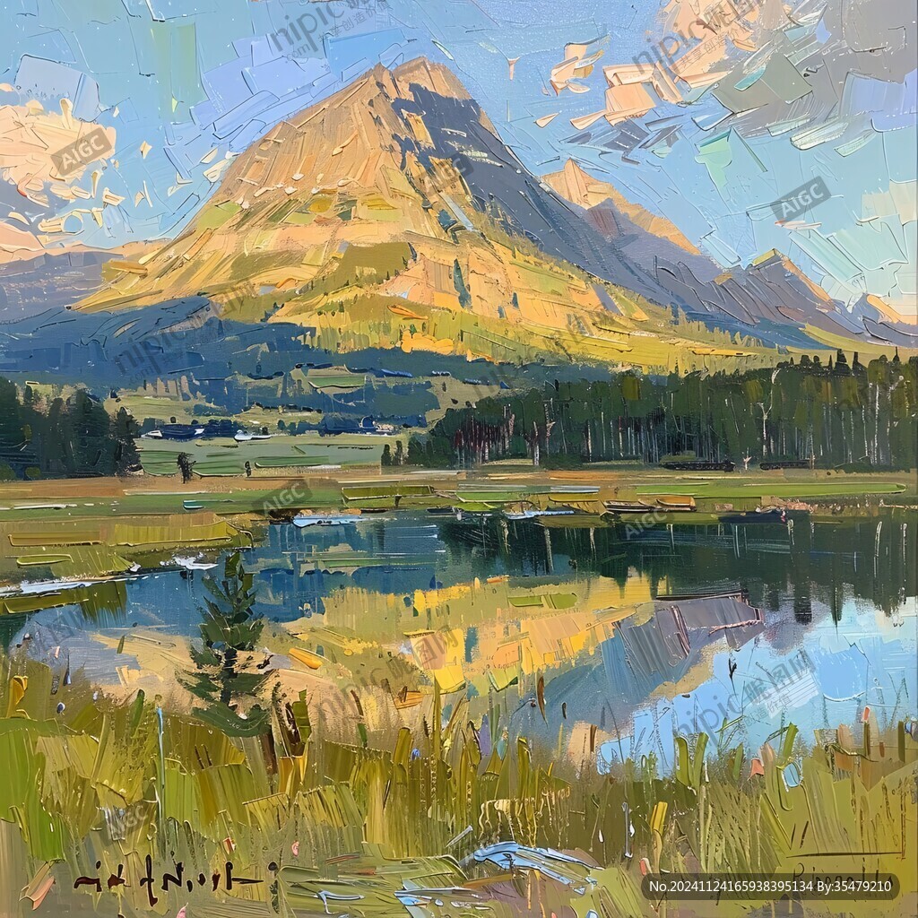 网格风景油画