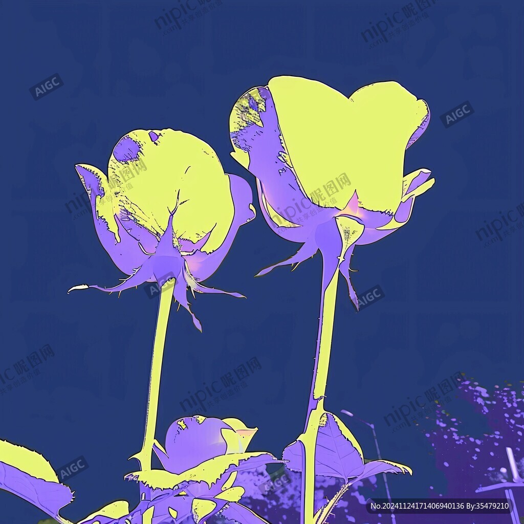 插画月季花