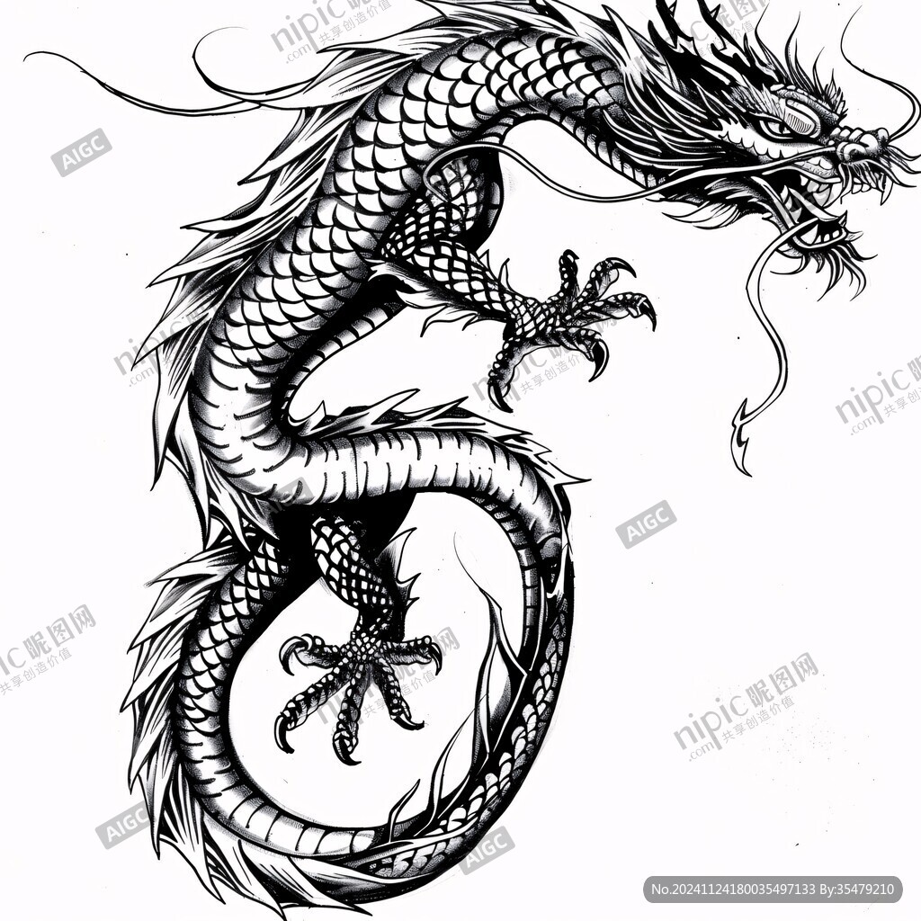 白描手绘龙