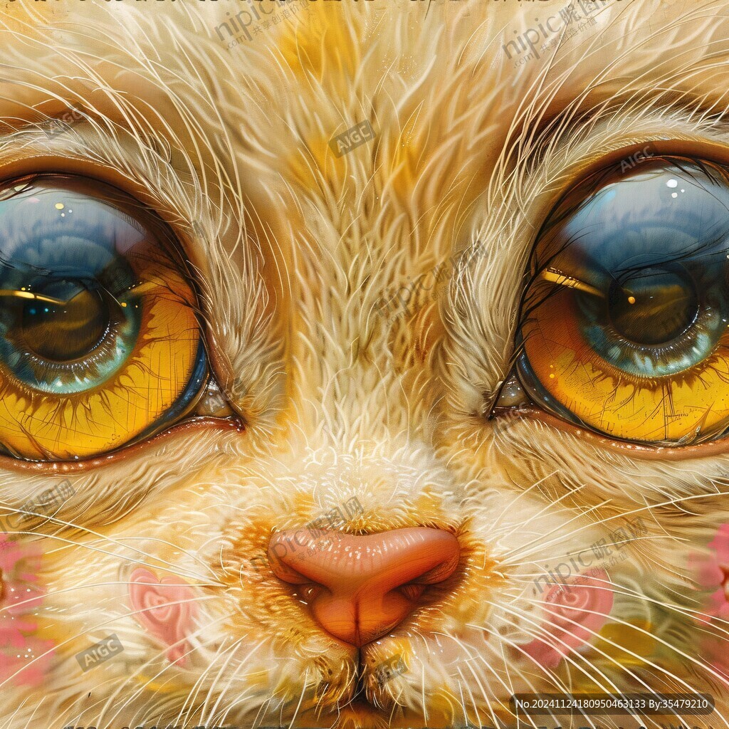 手绘大眼萌猫咪装饰画