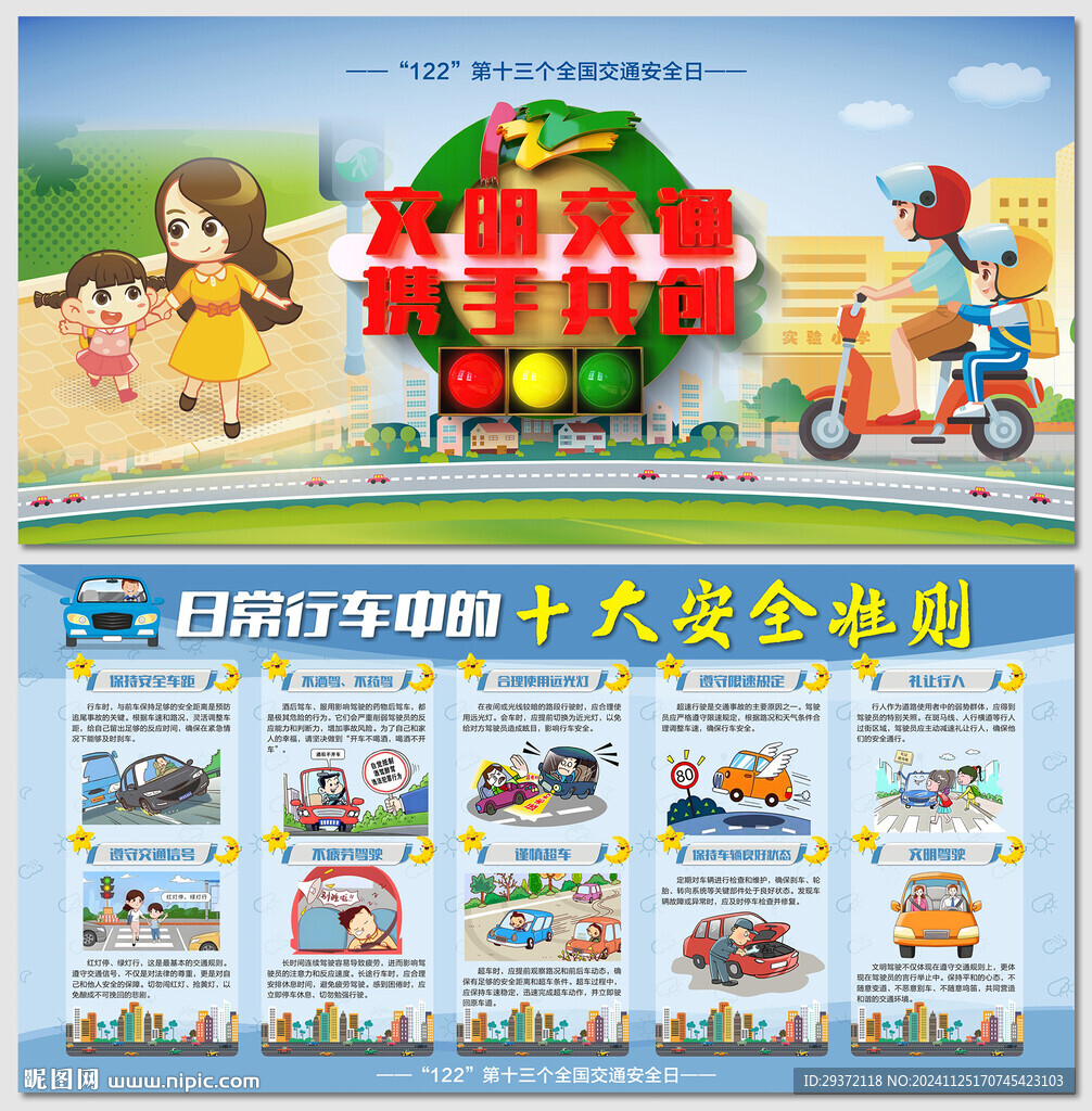 全国交通安全日十大准则展板