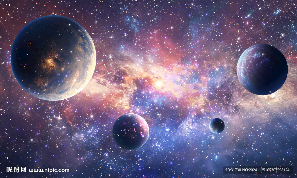银河太空宇宙星球背景墙