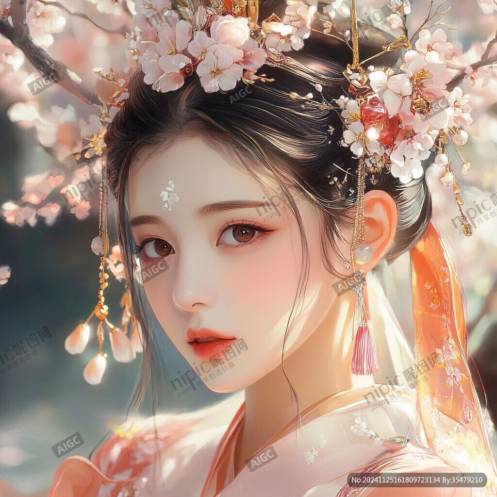 古风美女头像插画封面