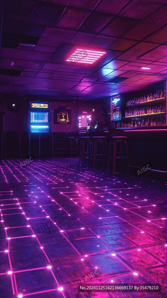 蓝紫红色酒吧包房背景