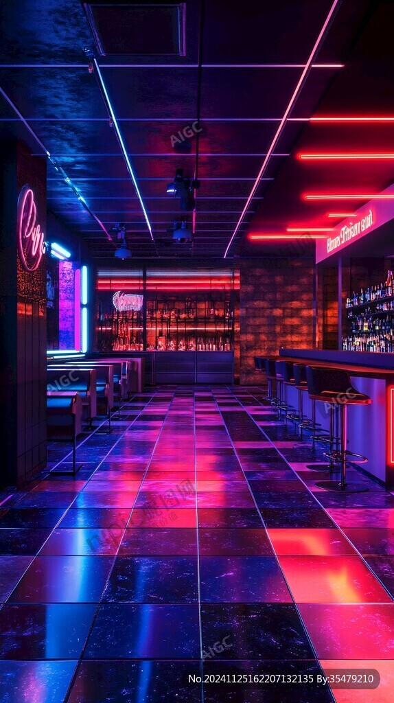 蓝紫红色酒吧包房背景